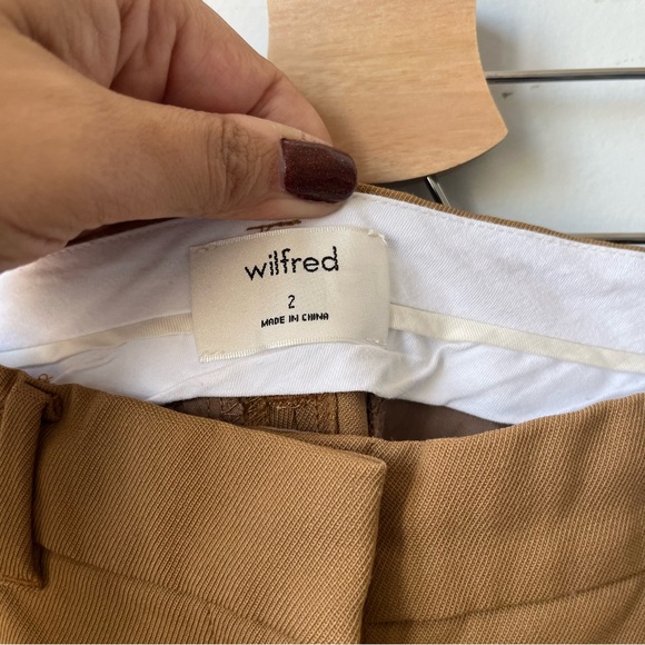 Aritzia Wilfred Tan Midrise Wool Blend Straight Leg Trouser Pants Size 2 - Picture 6 of 10
